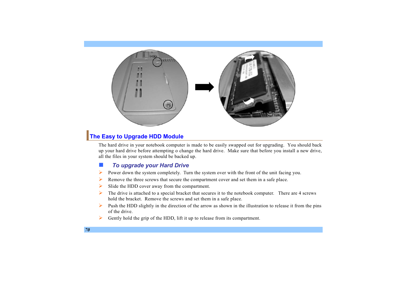 The easy to upgrade hdd module, To upgrade your hard drive | Elitegroup 532 User Manual | Page 78 / 83