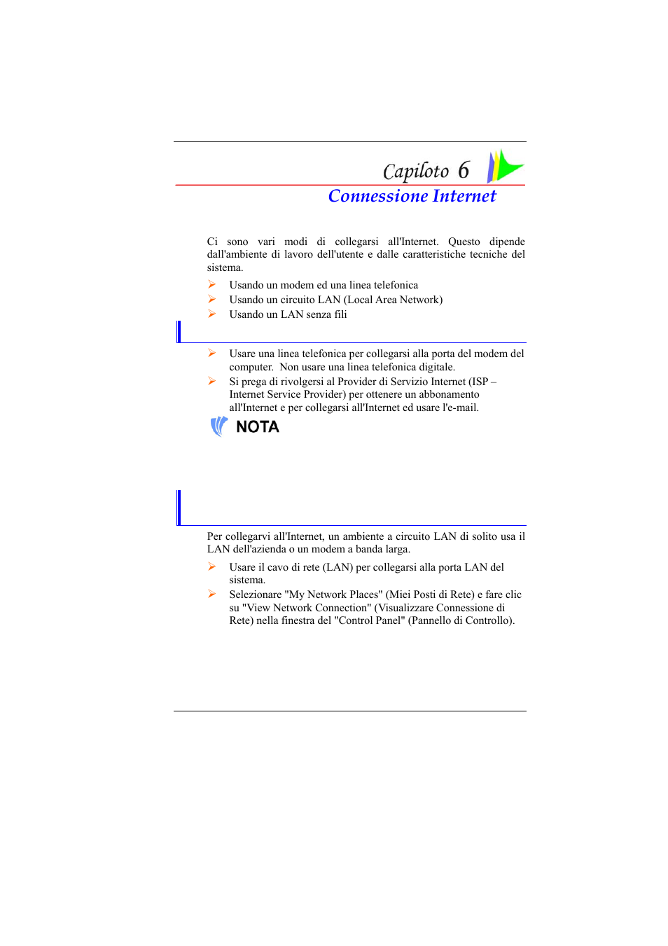 Connessione internet | Elitegroup 330 User Manual | Page 41 / 73