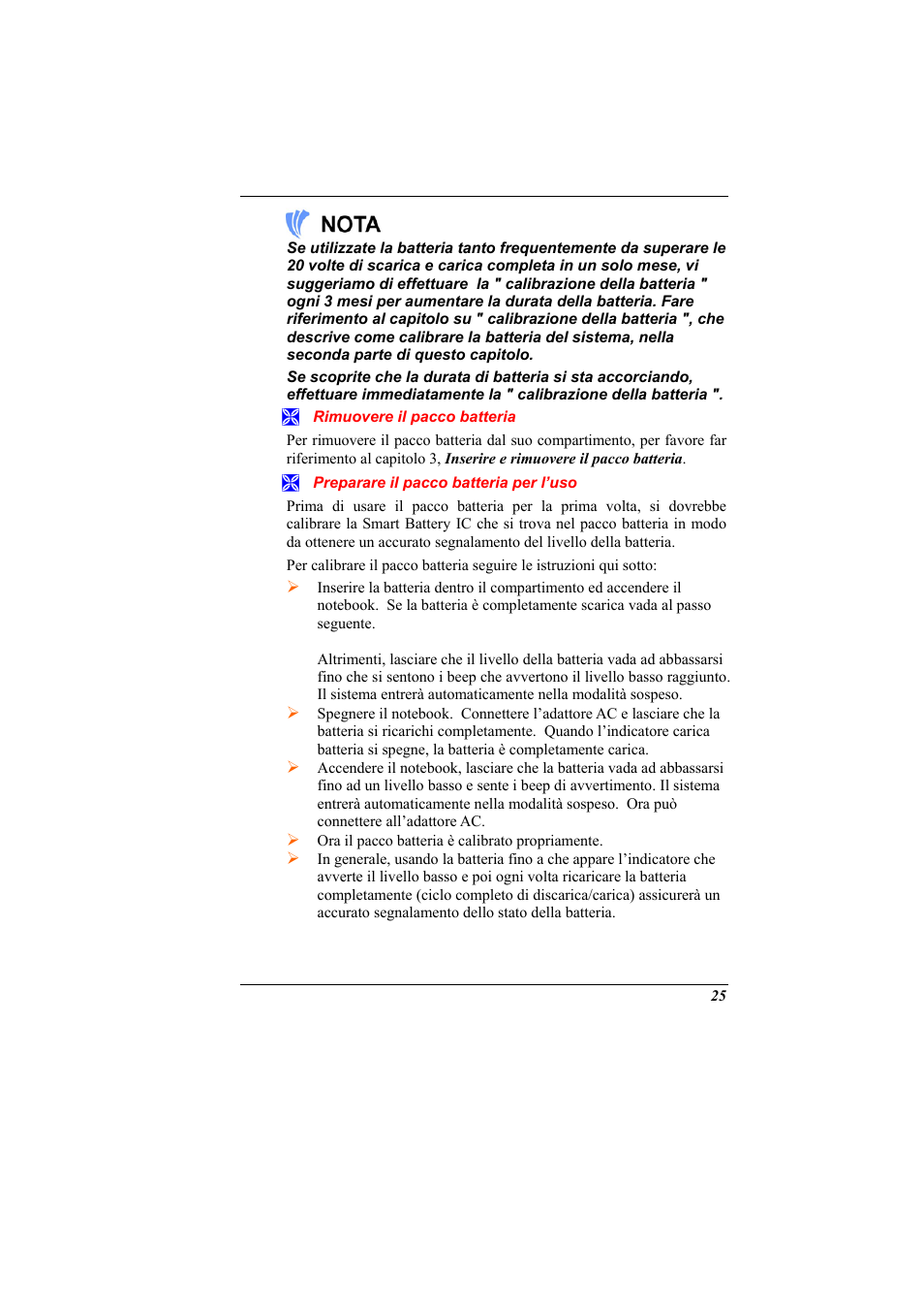 Rimuovere il pacco batteria, Preparare il pacco batteria per l’uso | Elitegroup 321 User Manual | Page 33 / 65