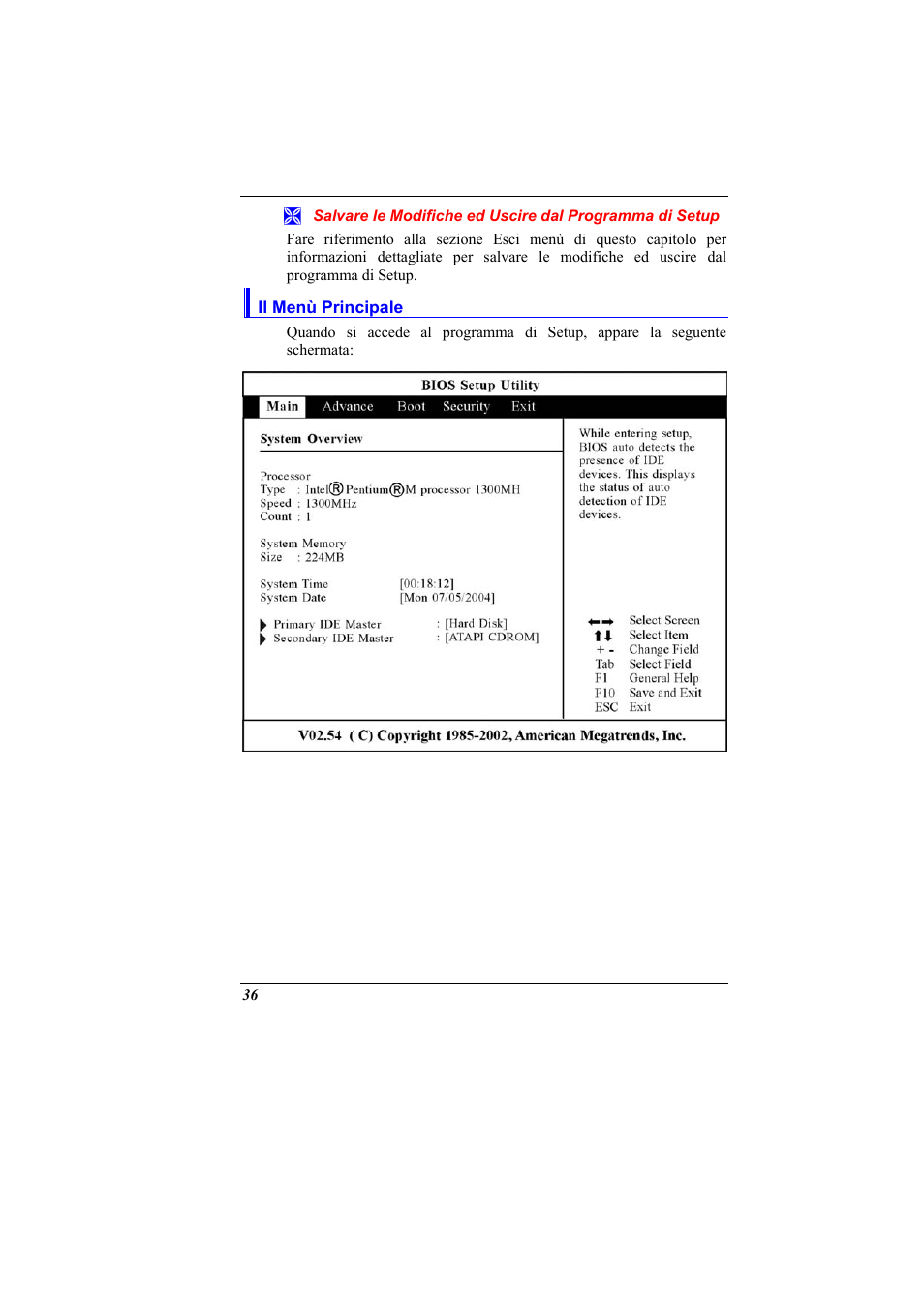 Il menu principale, Il menù principale | Elitegroup 321 User Manual | Page 44 / 65