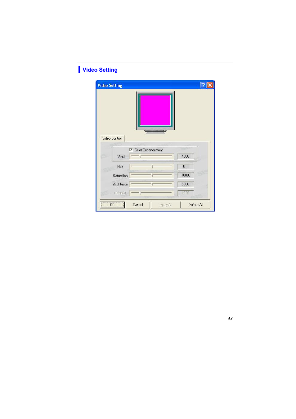 Video setting | Elitegroup 321 User Manual | Page 51 / 65