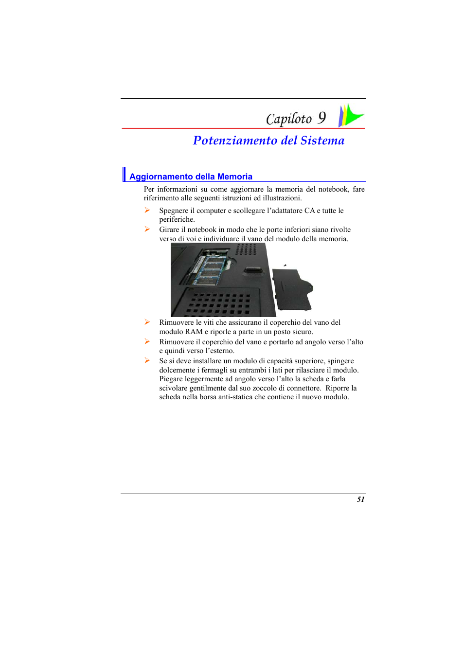 Aggiornamento della memoria, Potenziamento del sistema | Elitegroup 321 User Manual | Page 59 / 65