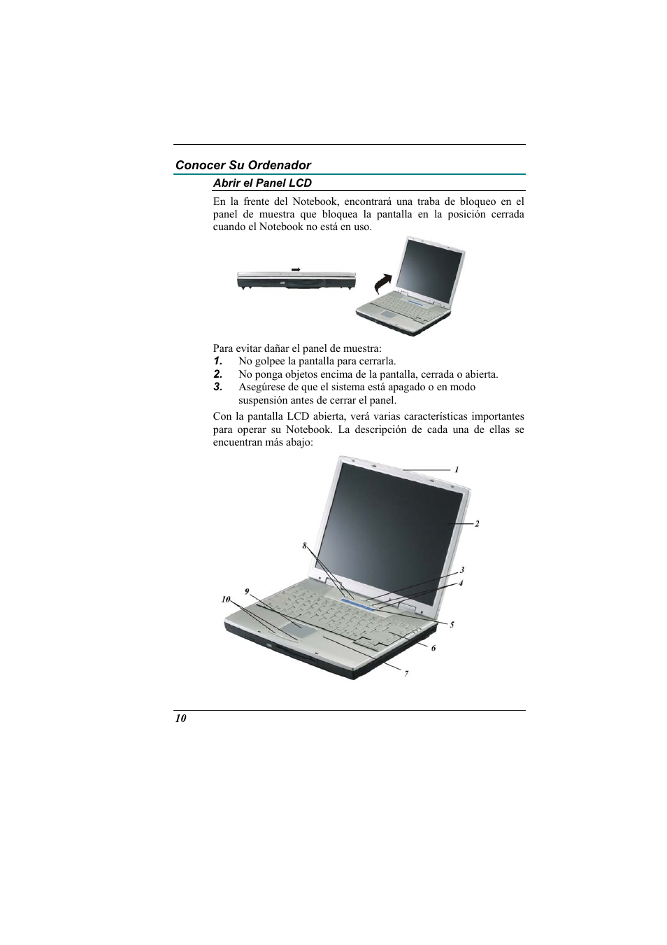 Conocer su ordenador, Abrir el panel lcd | Elitegroup 321 User Manual | Page 18 / 67