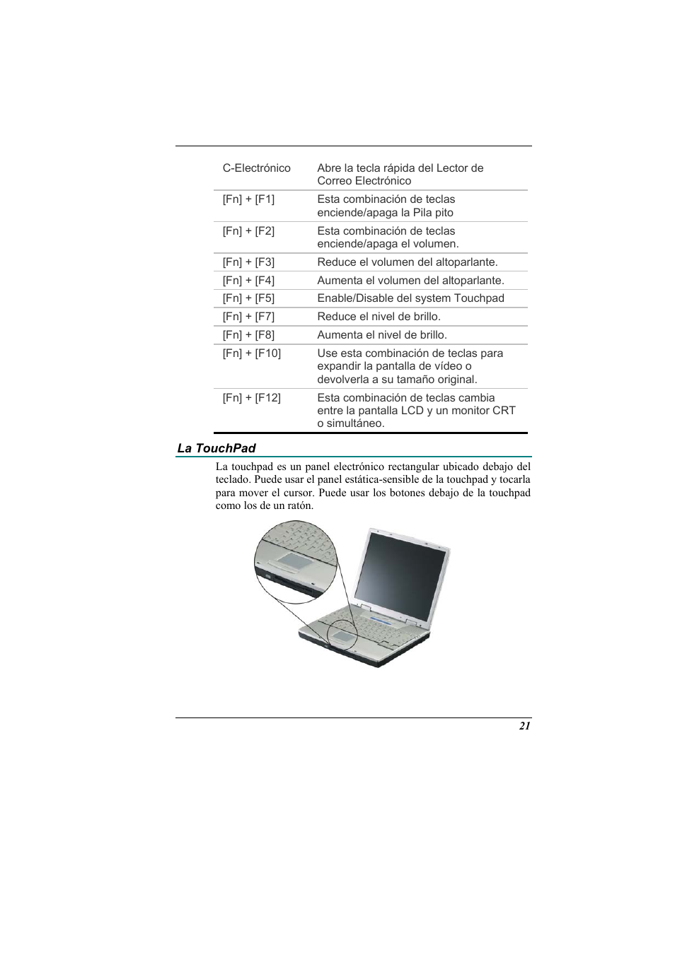 La touchpad | Elitegroup 321 User Manual | Page 29 / 67