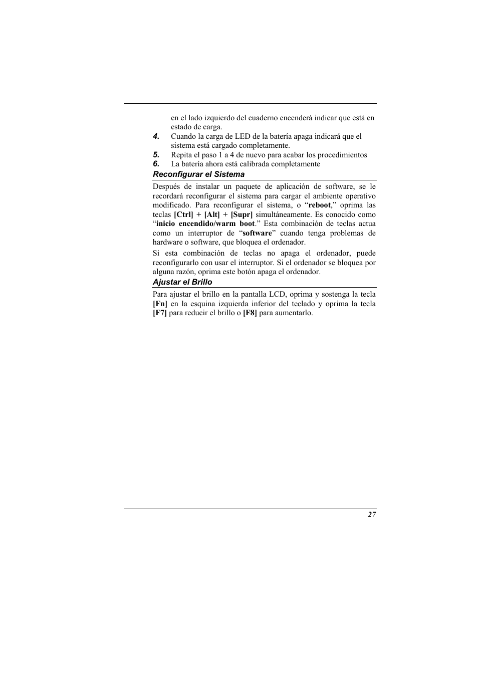 Reconfigurar el sistema, Ajustar el brillo | Elitegroup 321 User Manual | Page 35 / 67