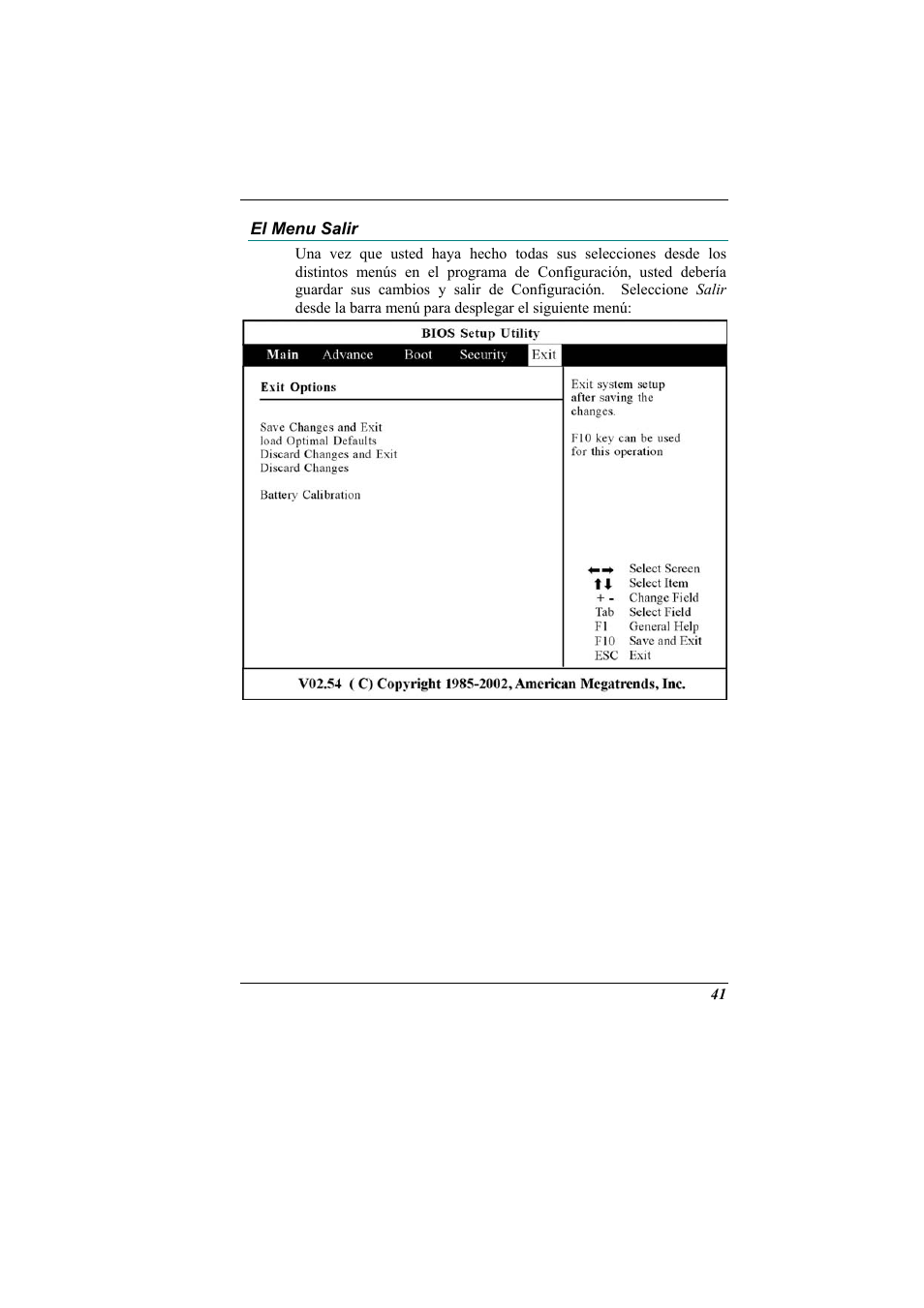 El menu salir | Elitegroup 321 User Manual | Page 49 / 67