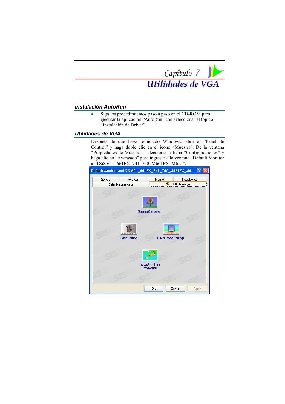Instalacion autorun, Utilidades de vga, Instalación autorun | Elitegroup 321 User Manual | Page 51 / 67