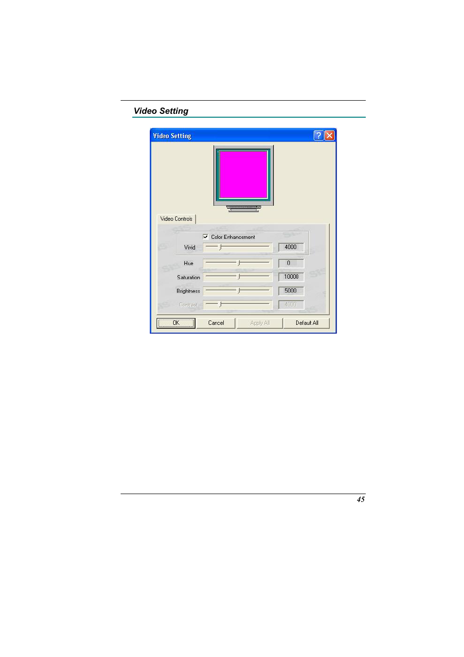 Video setting | Elitegroup 321 User Manual | Page 53 / 67
