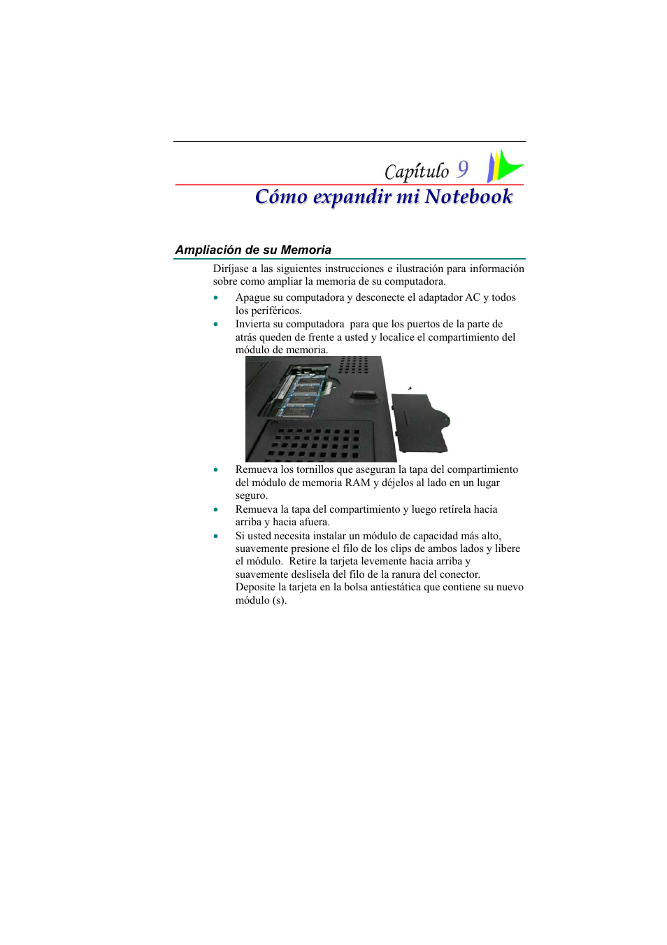 Ampliacion de su memoria, Cómo expandir mi notebook, Ampliación de su memoria | Elitegroup 321 User Manual | Page 61 / 67