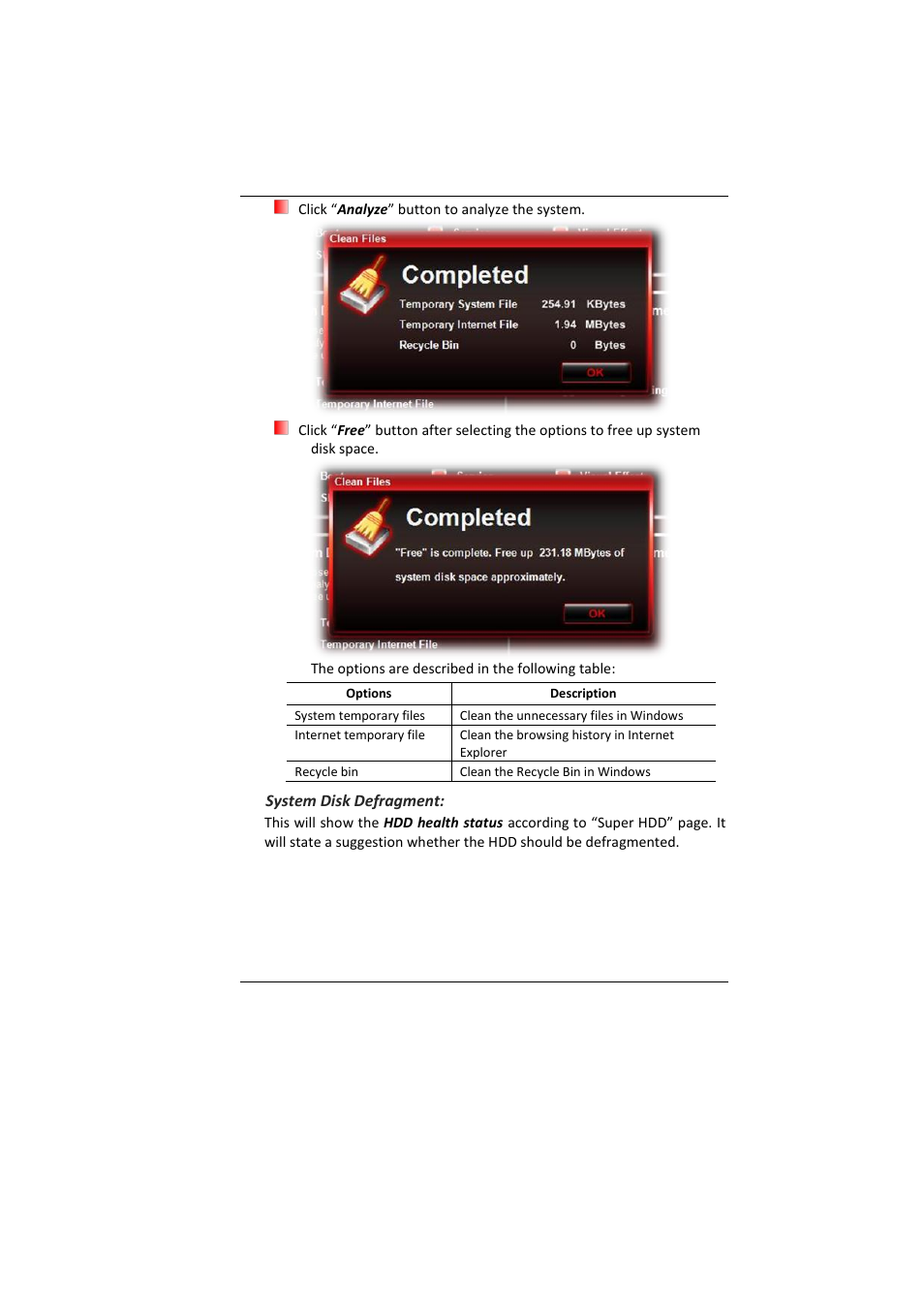 System disk defragment | Elitegroup MB45II7 WIN7 User Manual | Page 60 / 70