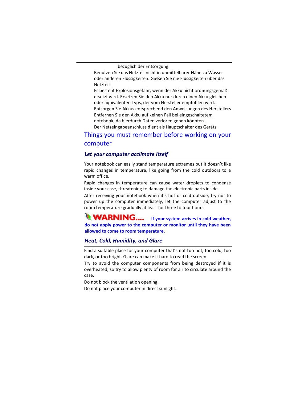 Et your computer acclimate itself, Umidity, Lare | Elitegroup MB45II7 WIN8 User Manual | Page 15 / 63