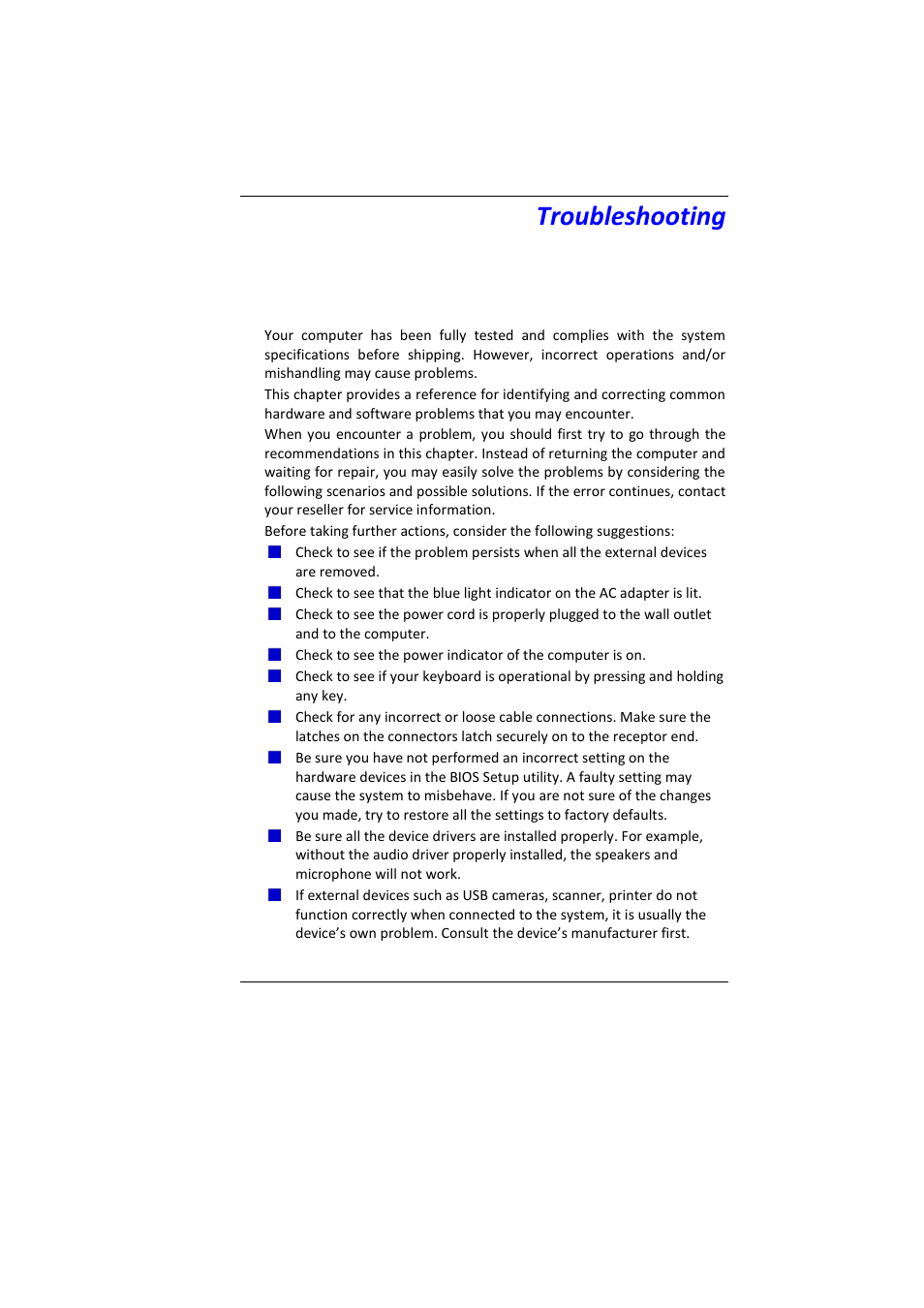 Roubleshooting, Troubleshooting | Elitegroup MB45II7 WIN8 User Manual | Page 58 / 63