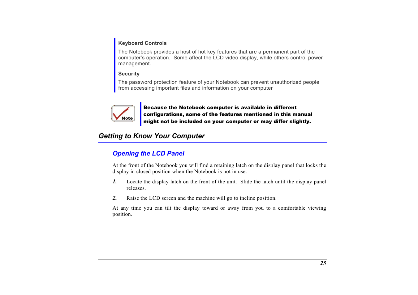 Getting to know your computer, Opening the lcd panel | Elitegroup G320 User Manual | Page 27 / 103