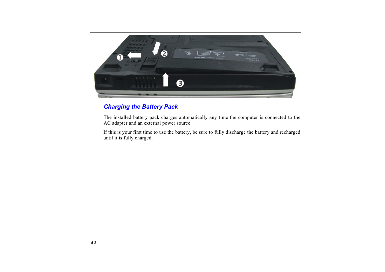 Charging the battery pack | Elitegroup G320 User Manual | Page 44 / 103