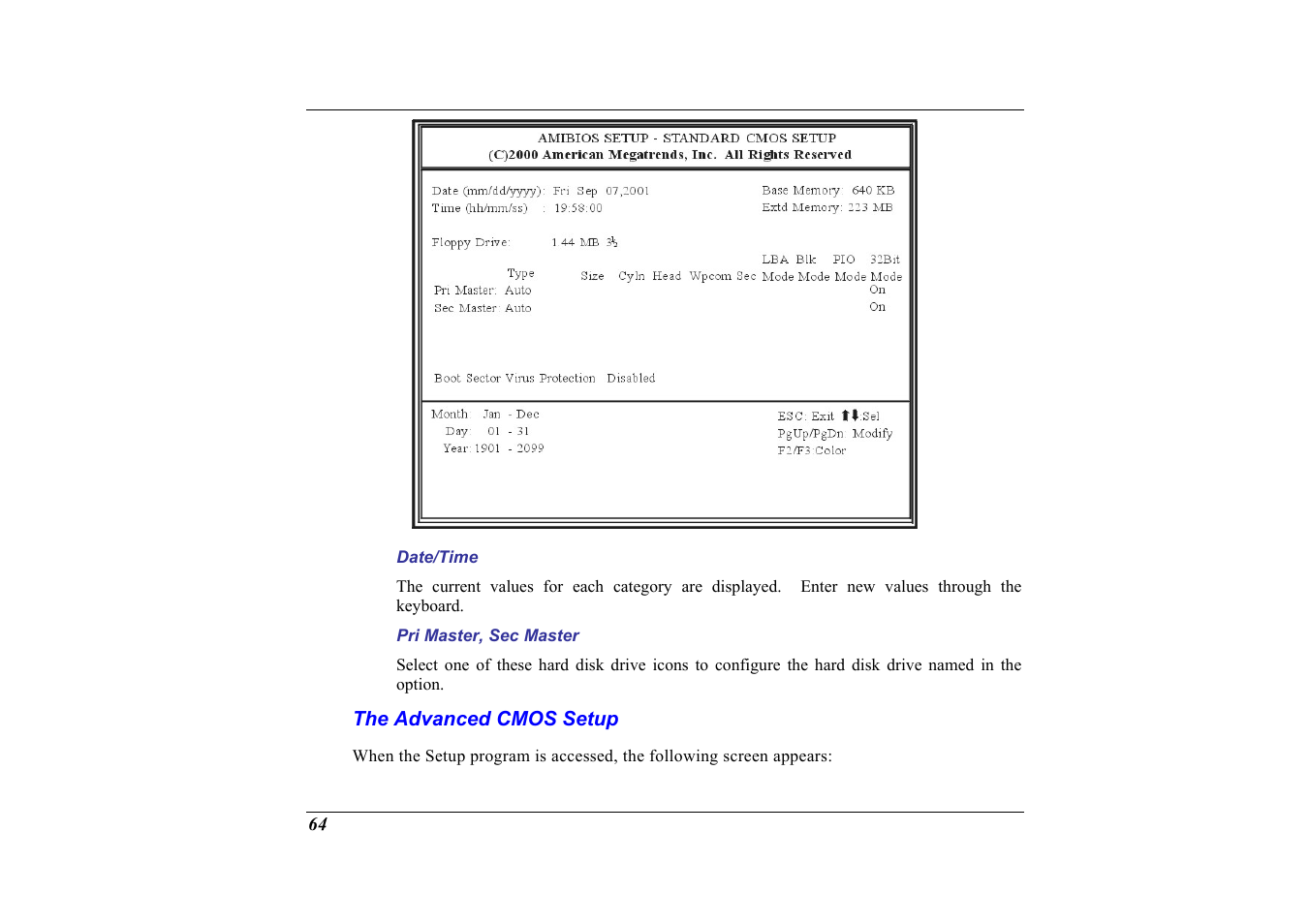 The advanced cmos setup | Elitegroup G320 User Manual | Page 66 / 103