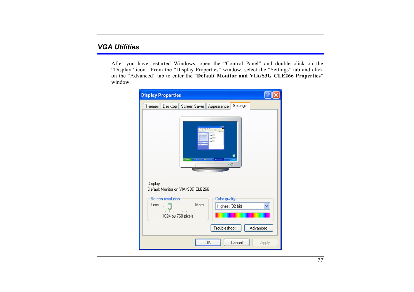 Vga utilities | Elitegroup G320 User Manual | Page 79 / 103