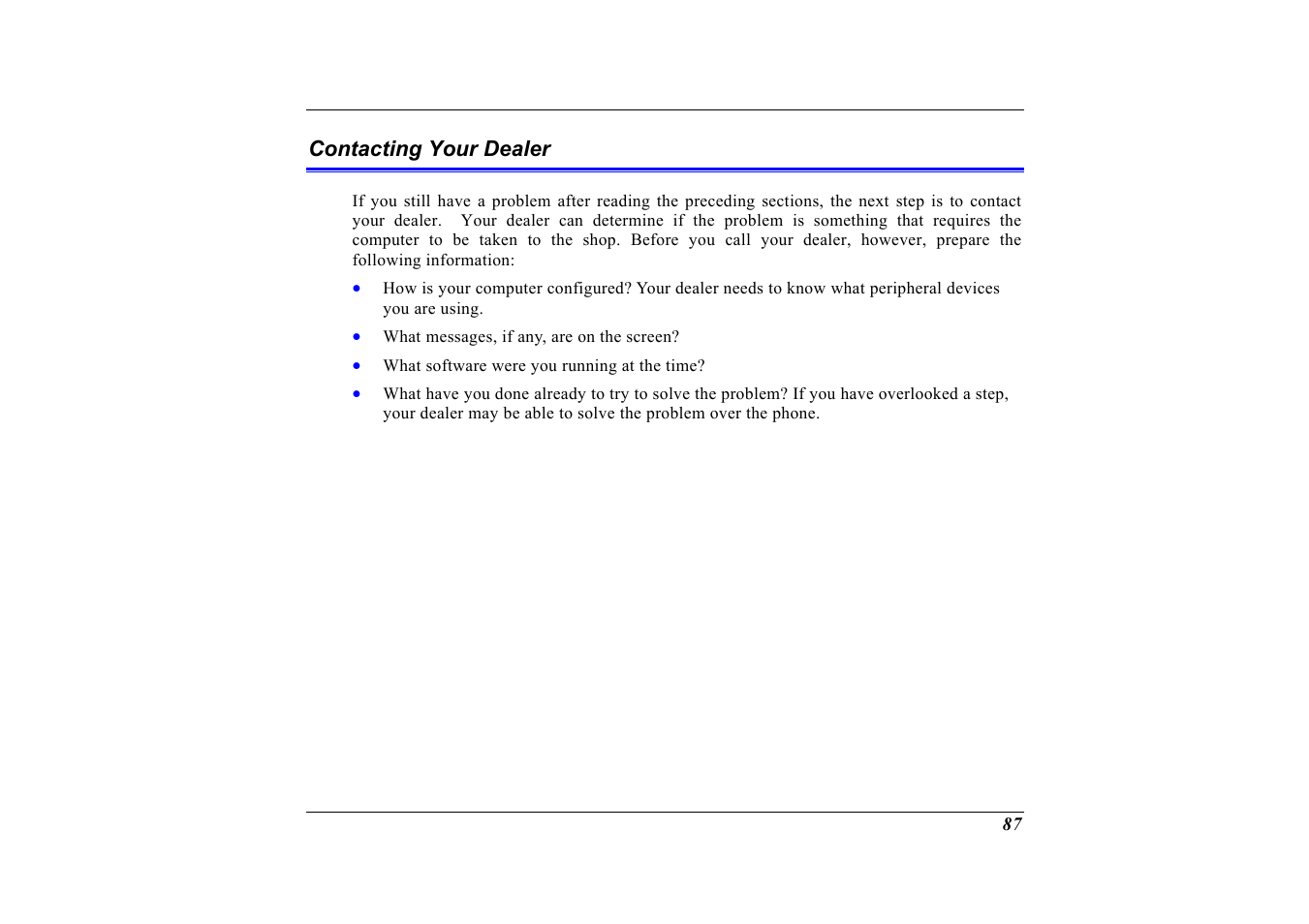 Contacting your dealer | Elitegroup G320 User Manual | Page 89 / 103