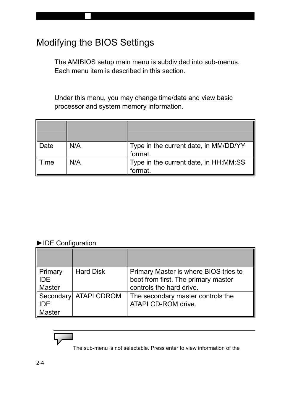Description, Modifying the bios settings, Main setup | Advanced setup | Elitegroup P71EN User Manual v.2 User Manual | Page 4 / 8
