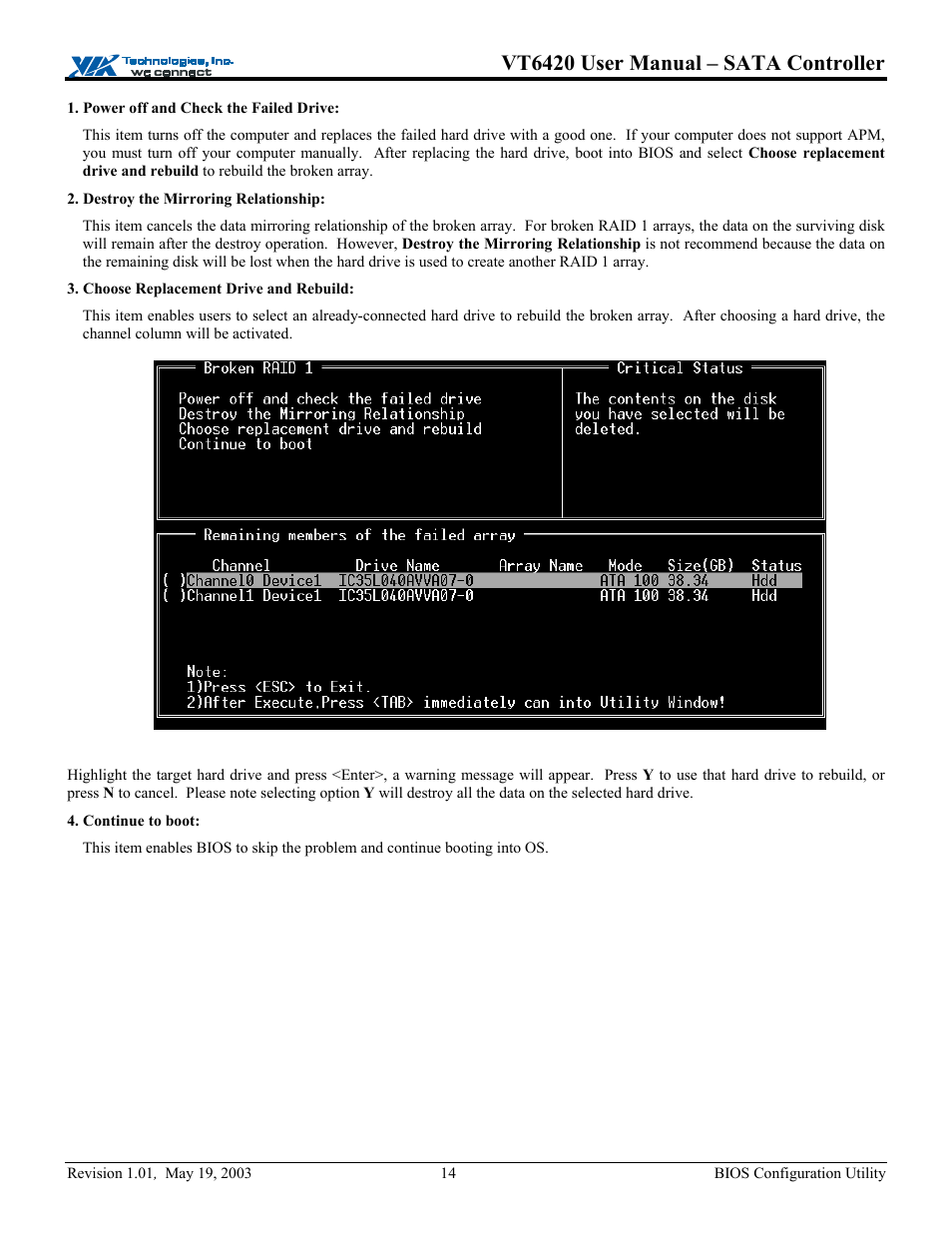 Vt6420 user manual – sata controller | Elitegroup P71EN installation User Manual | Page 18 / 47