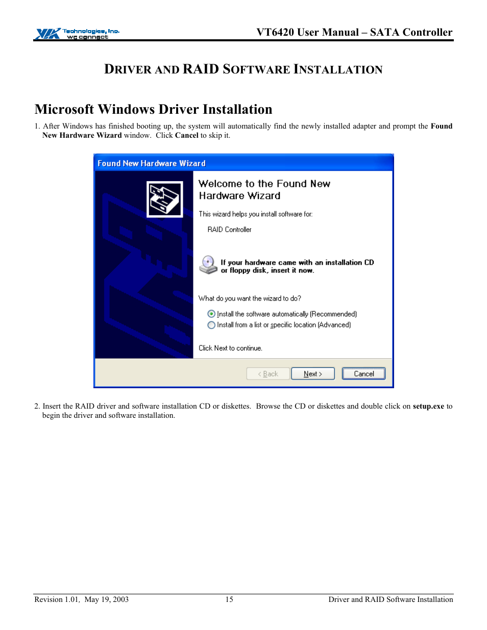 Driver and raid software installation, Microsoft windows driver installation, Raid s | Elitegroup P71EN installation User Manual | Page 19 / 47