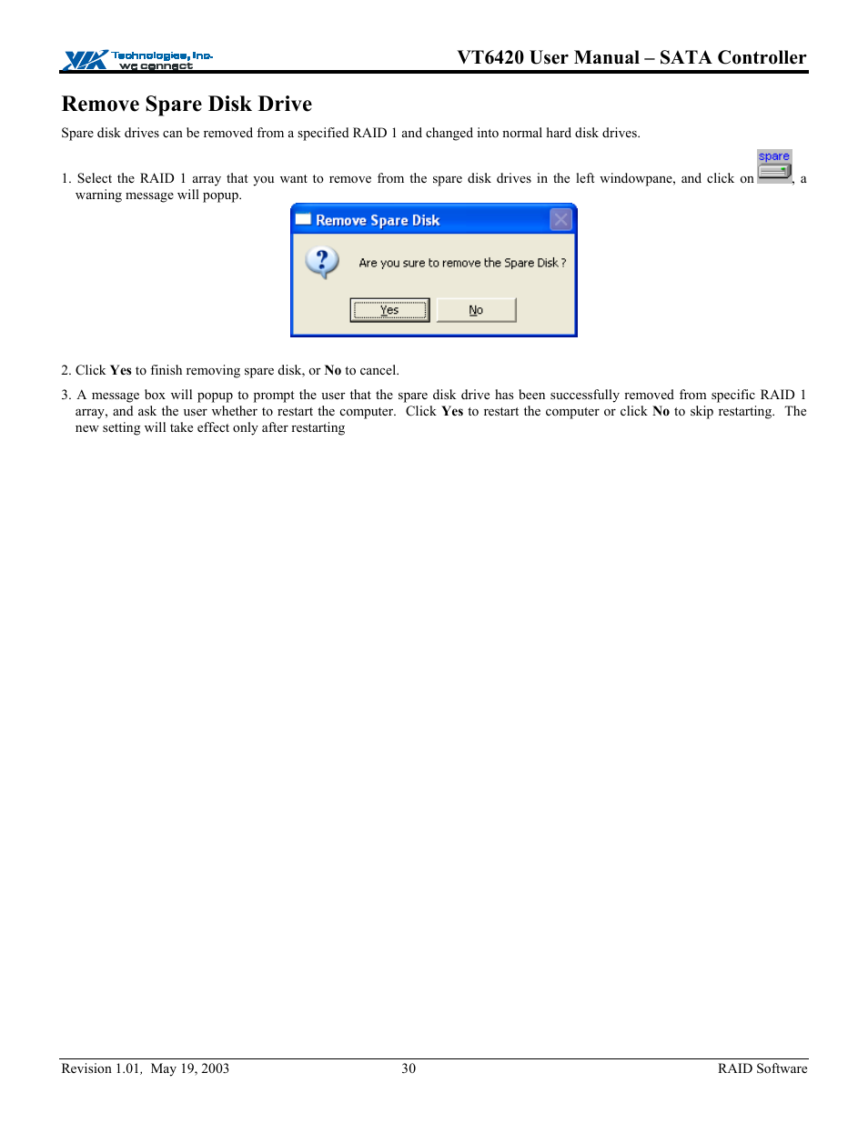 Remove spare disk drive, Vt6420 user manual – sata controller | Elitegroup P71EN installation User Manual | Page 34 / 47
