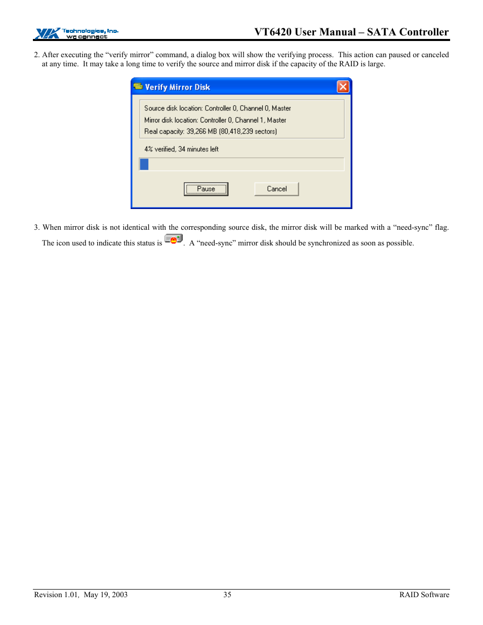 Vt6420 user manual – sata controller | Elitegroup P71EN installation User Manual | Page 39 / 47