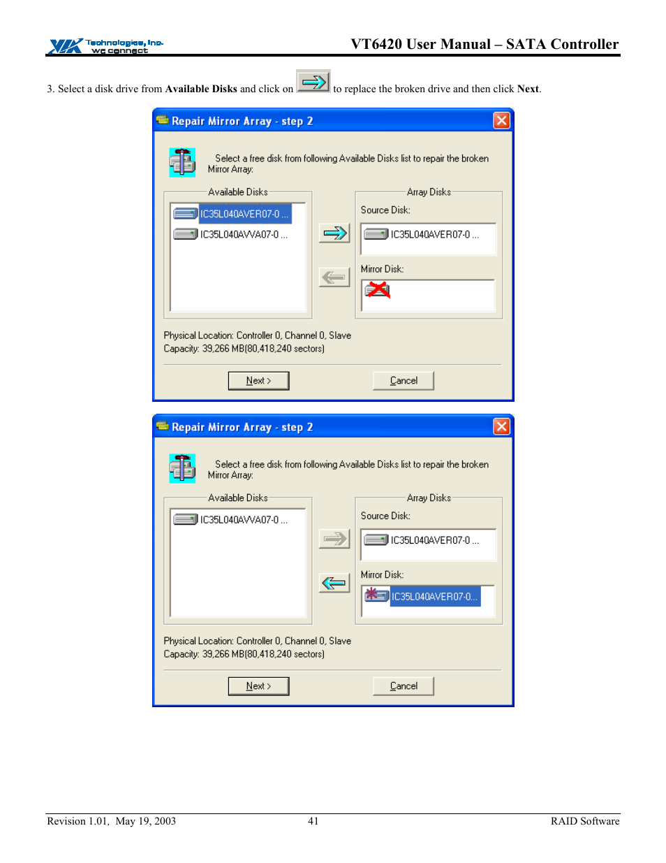 Vt6420 user manual – sata controller | Elitegroup P71EN installation User Manual | Page 45 / 47