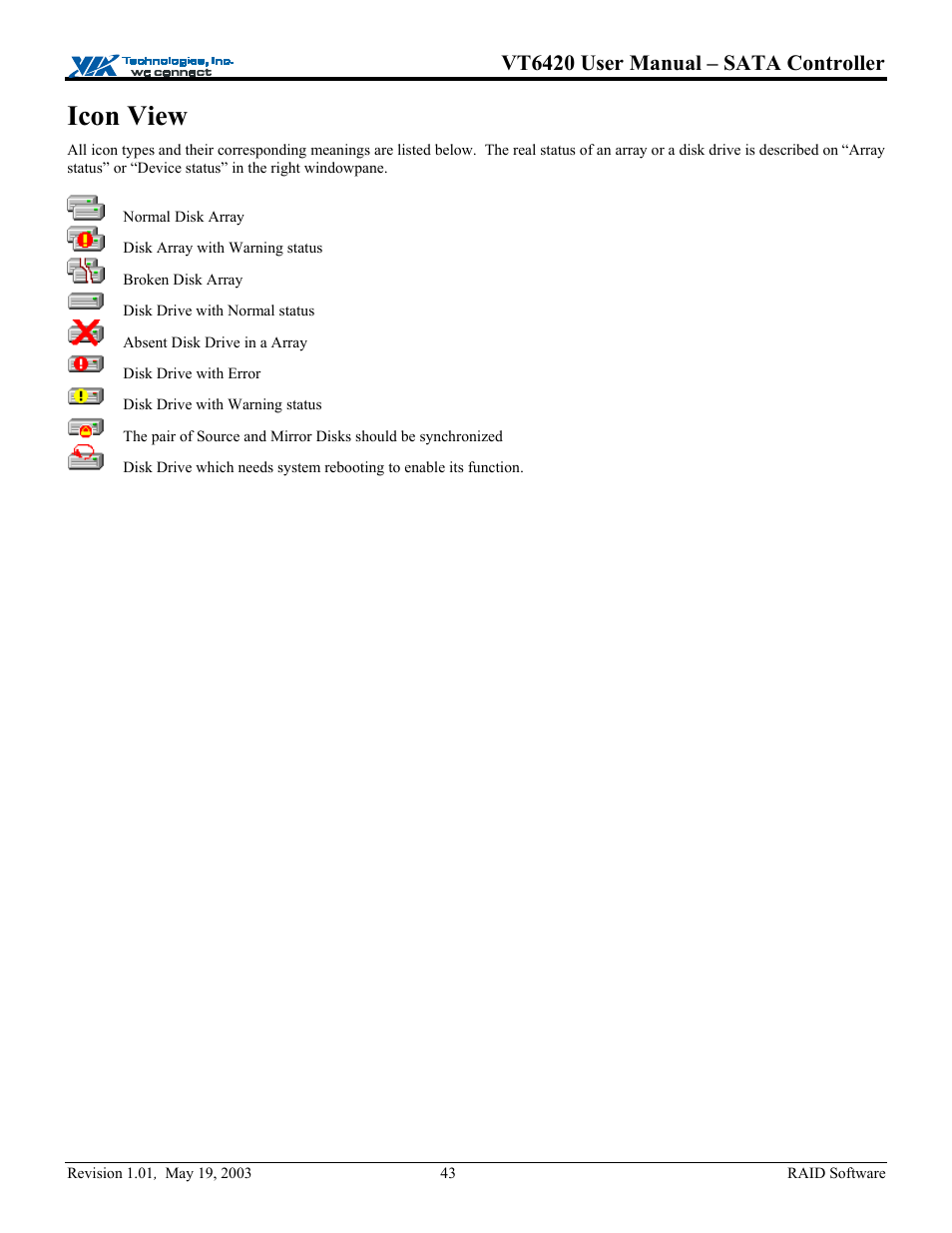 Icon view, Vt6420 user manual – sata controller | Elitegroup P71EN installation User Manual | Page 47 / 47