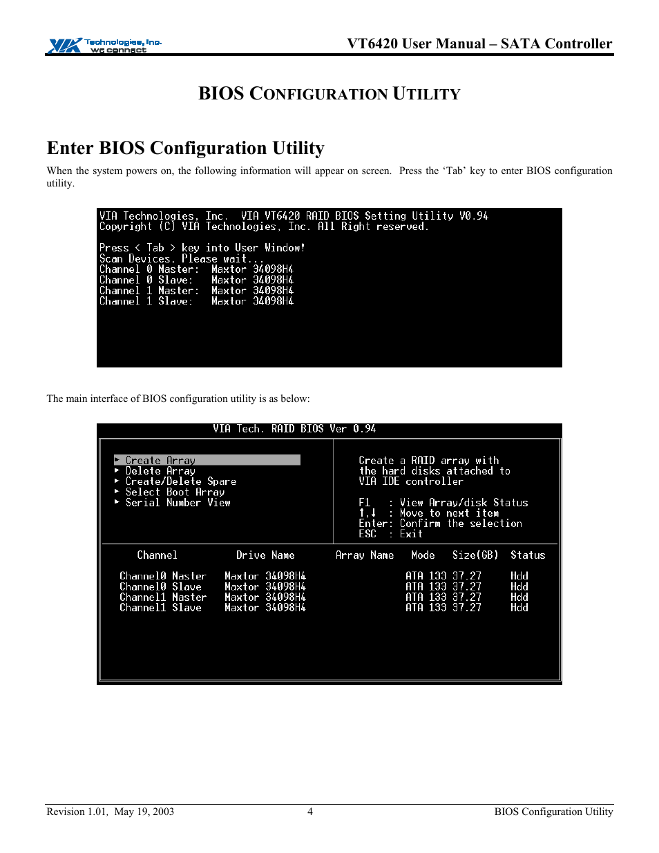 Bios configuration utility, Enter bios configuration utility, Bios c | Elitegroup P71EN installation User Manual | Page 8 / 47