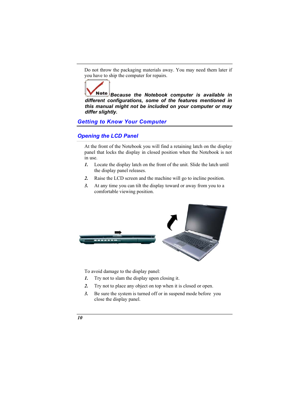 Getting to know your computer, Opening the lcd panel | Elitegroup G900 User Manual User Manual | Page 18 / 103