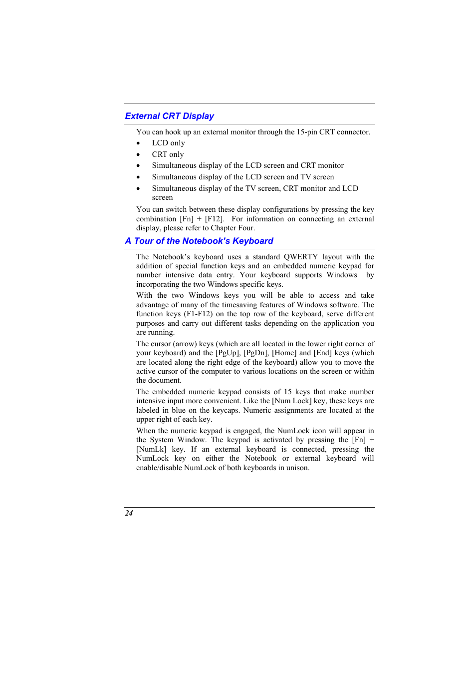 External crt display, A tour of the notebook’s keyboard | Elitegroup G900 User Manual User Manual | Page 32 / 103