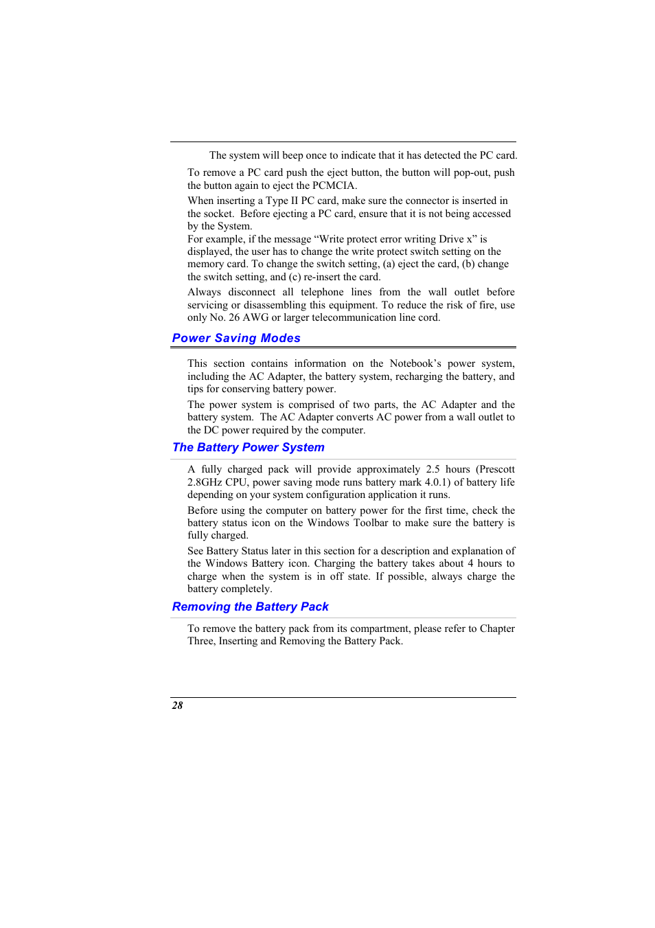 Power saving modes, The battery power system, Removing the battery pack | Elitegroup G900 User Manual User Manual | Page 36 / 103