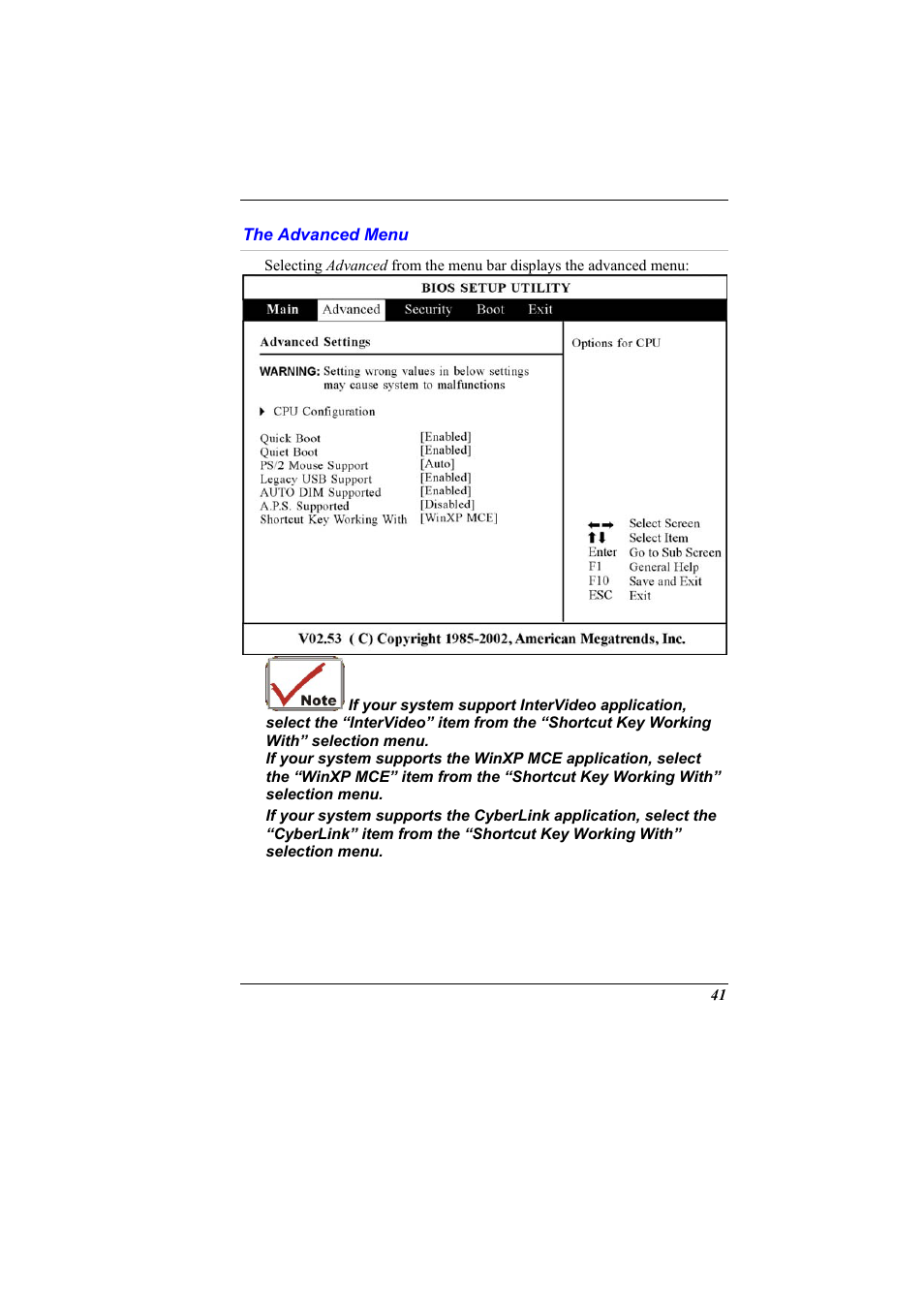 The advanced menu | Elitegroup G900 User Manual User Manual | Page 49 / 103