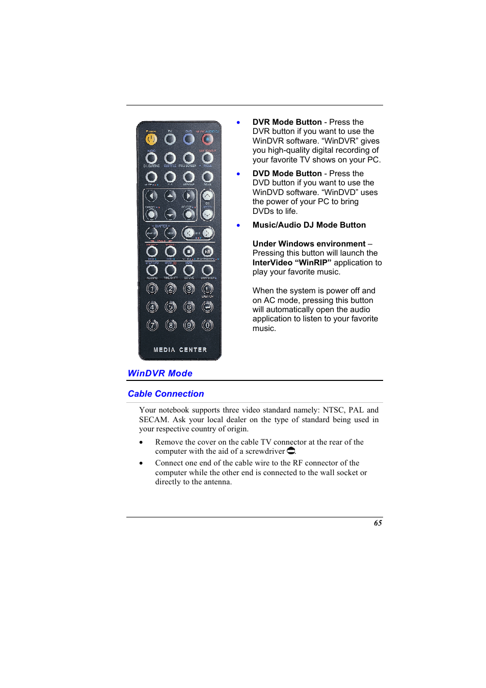 Windvr mode, Cable connection | Elitegroup G900 User Manual User Manual | Page 73 / 103