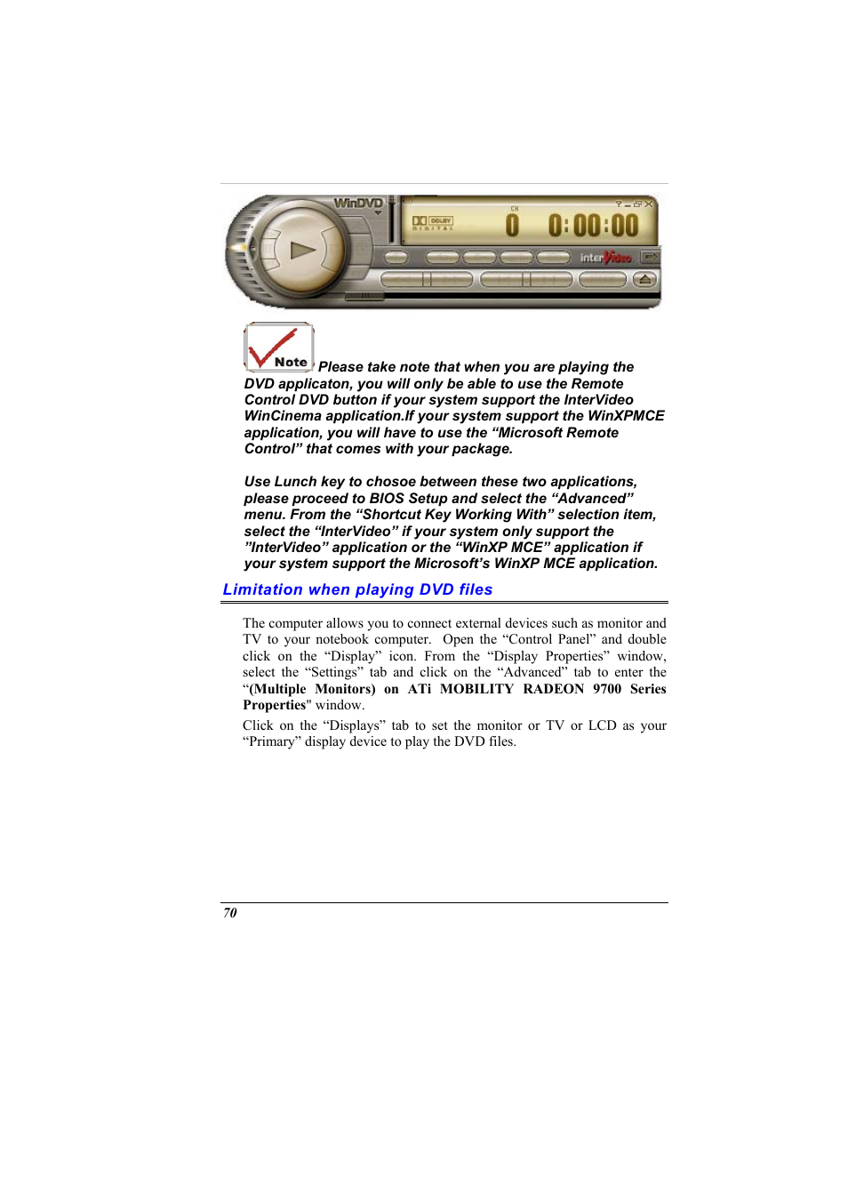 Limitation when playing dvd files | Elitegroup G900 User Manual User Manual | Page 78 / 103