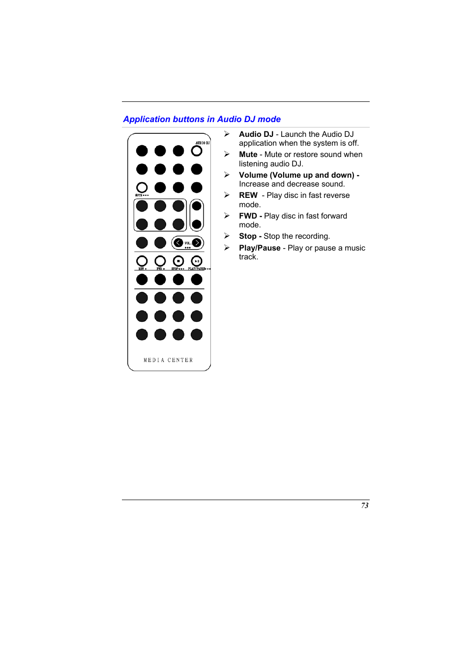 Application buttons in audio dj mode | Elitegroup G900 User Manual User Manual | Page 81 / 103