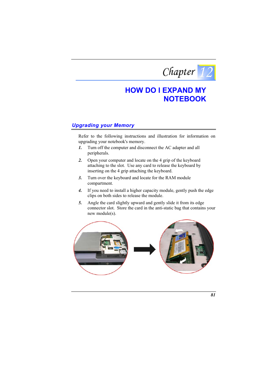 Upgrading your memory, Chapter 12: how do i expand my notebook | Elitegroup G900 User Manual User Manual | Page 89 / 103
