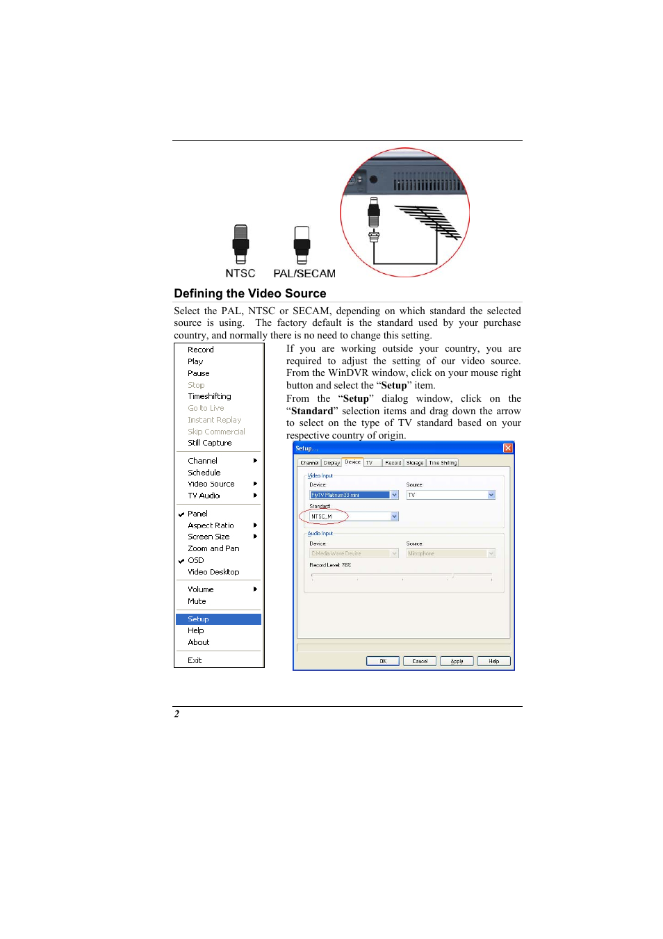 Defining the video source | Elitegroup G900 Remote control User Manual | Page 2 / 18