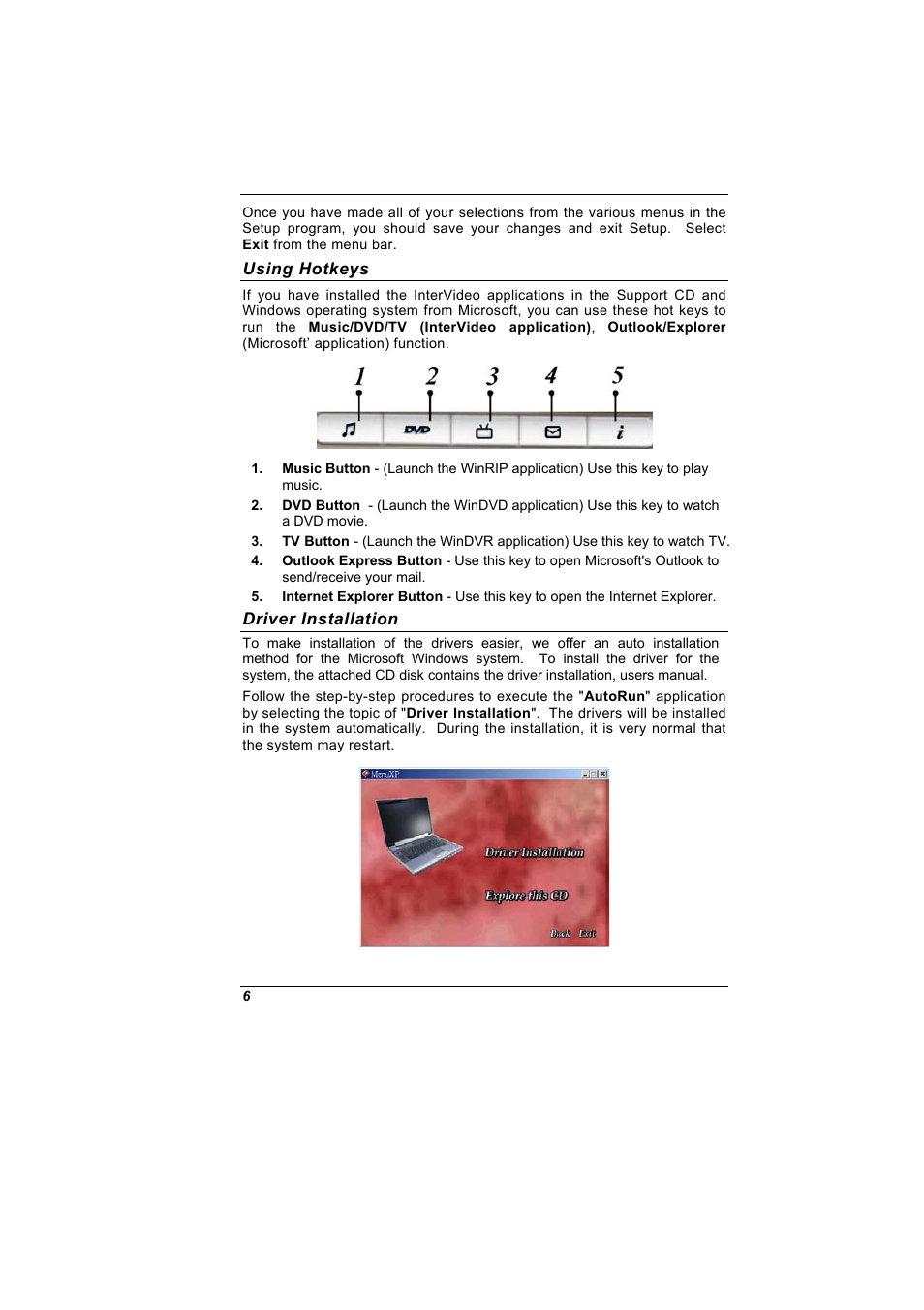 Using hotkeys, Driver installation | Elitegroup G900 Quick Guide User Manual | Page 6 / 10