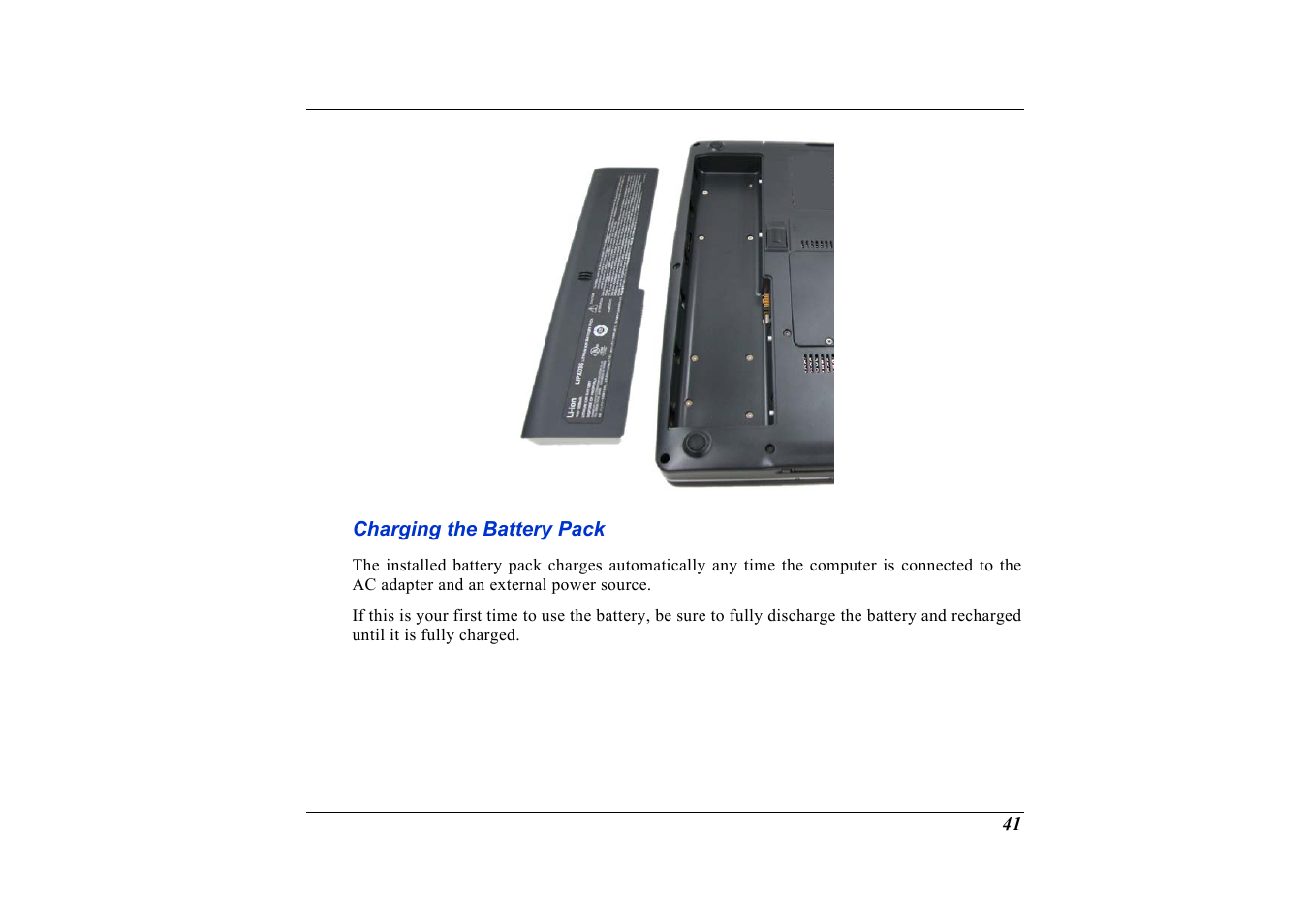 Charging the battery pack | Elitegroup G736 User Manual | Page 43 / 112