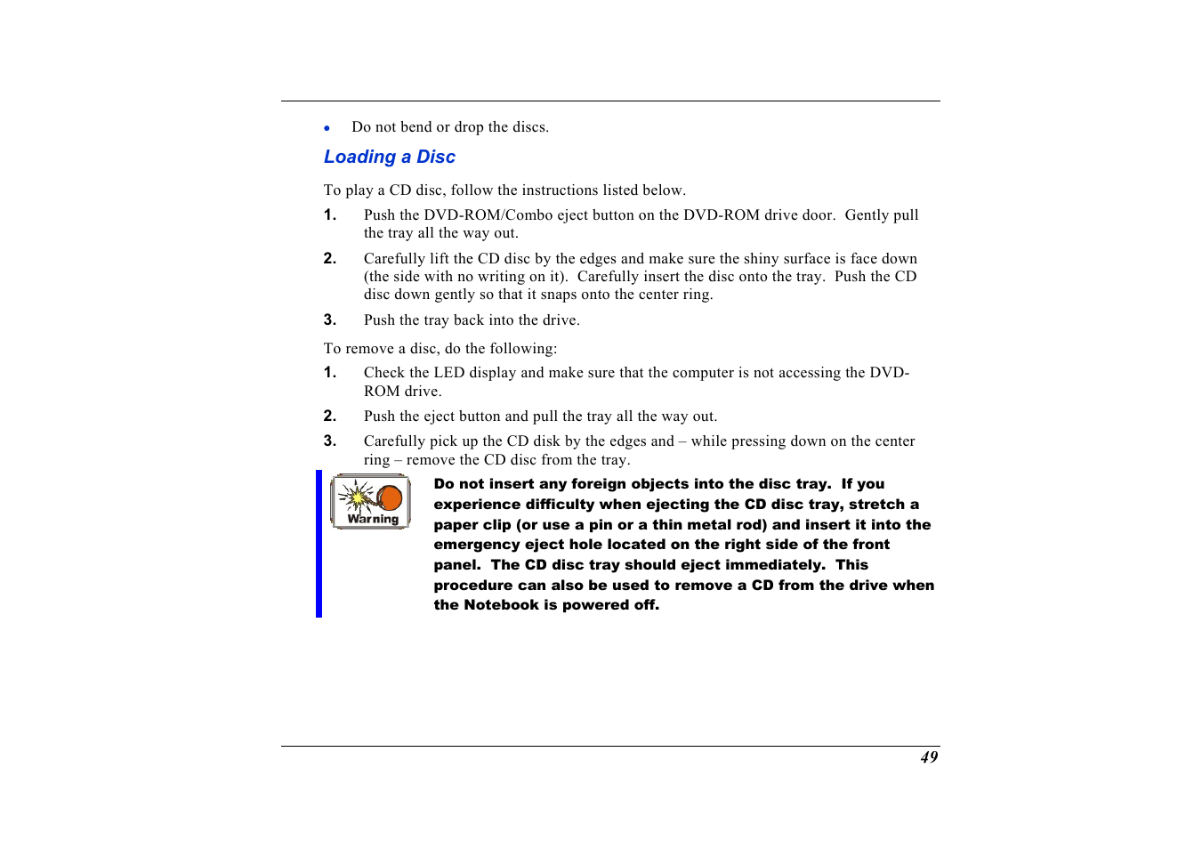 Loading a disc | Elitegroup G736 User Manual | Page 51 / 112