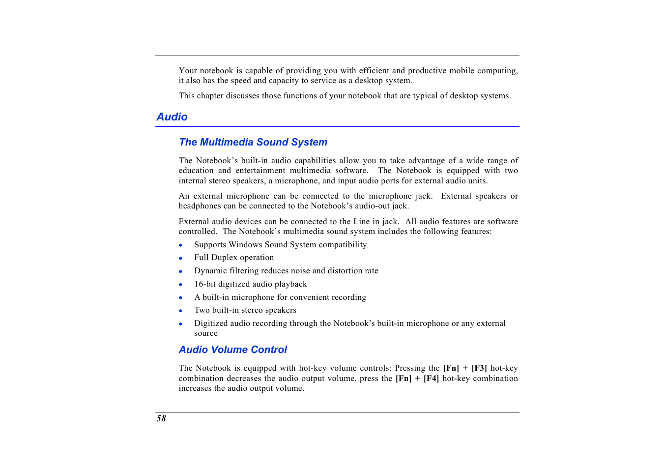 Audio, The multimedia sound system, Audio volume control | Elitegroup G736 User Manual | Page 60 / 112