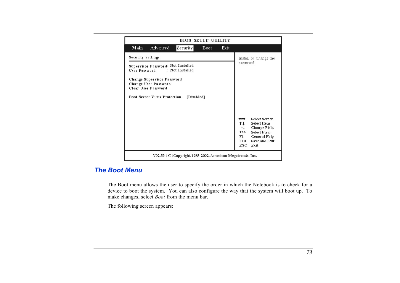 The boot menu | Elitegroup G736 User Manual | Page 75 / 112