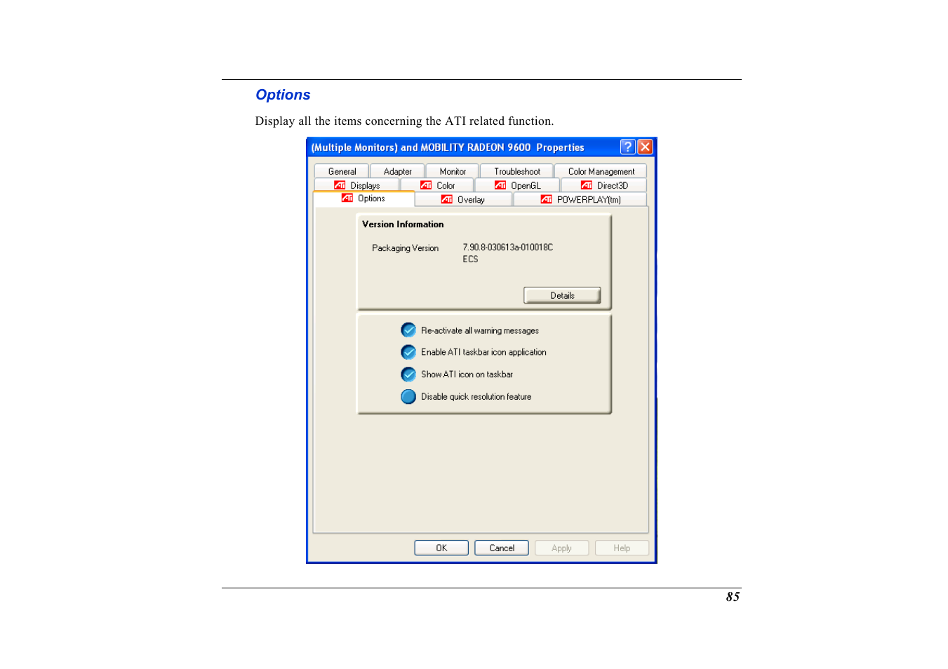 Options | Elitegroup G736 User Manual | Page 87 / 112