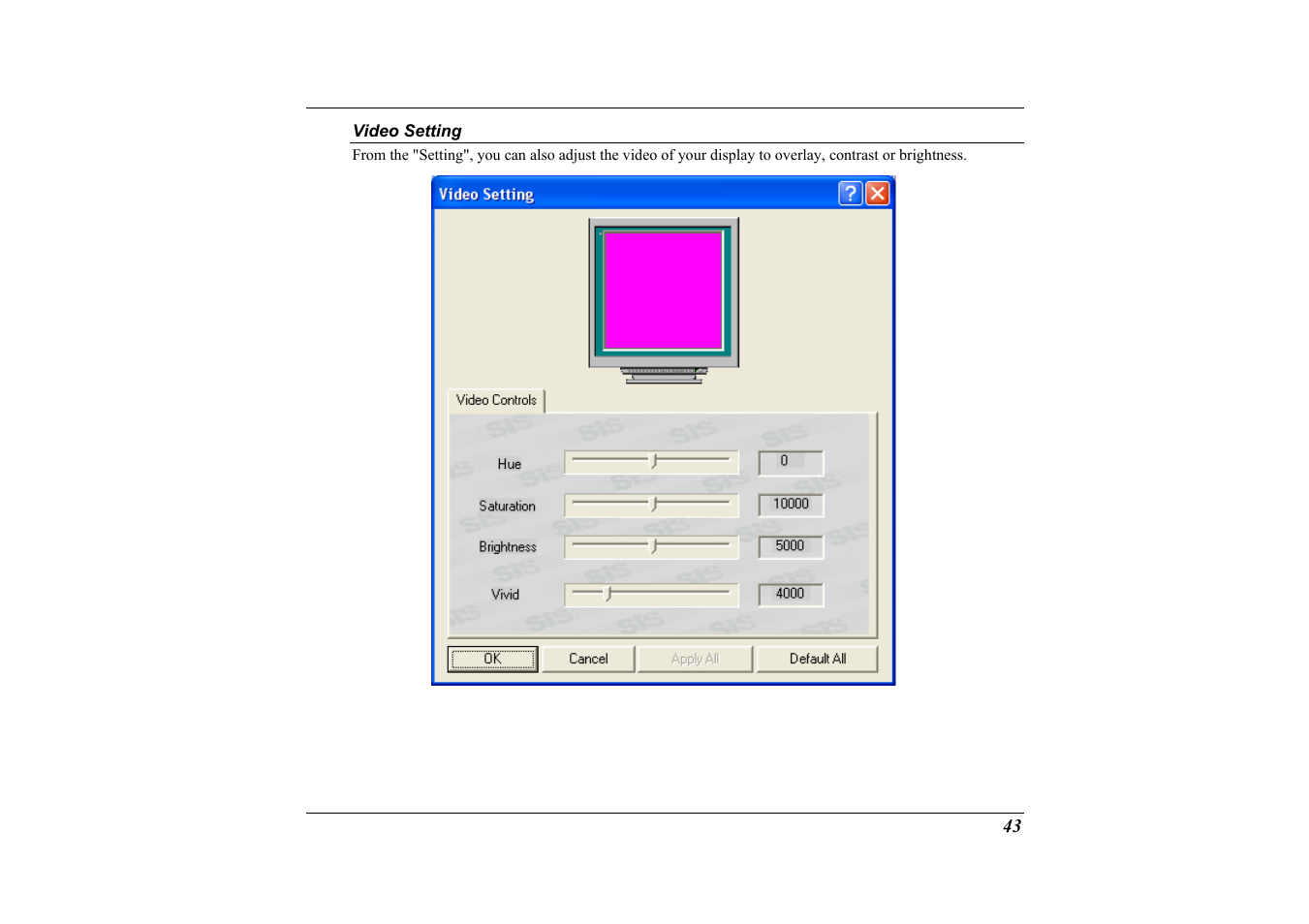 Video setting | Elitegroup G733G User Manual | Page 53 / 68