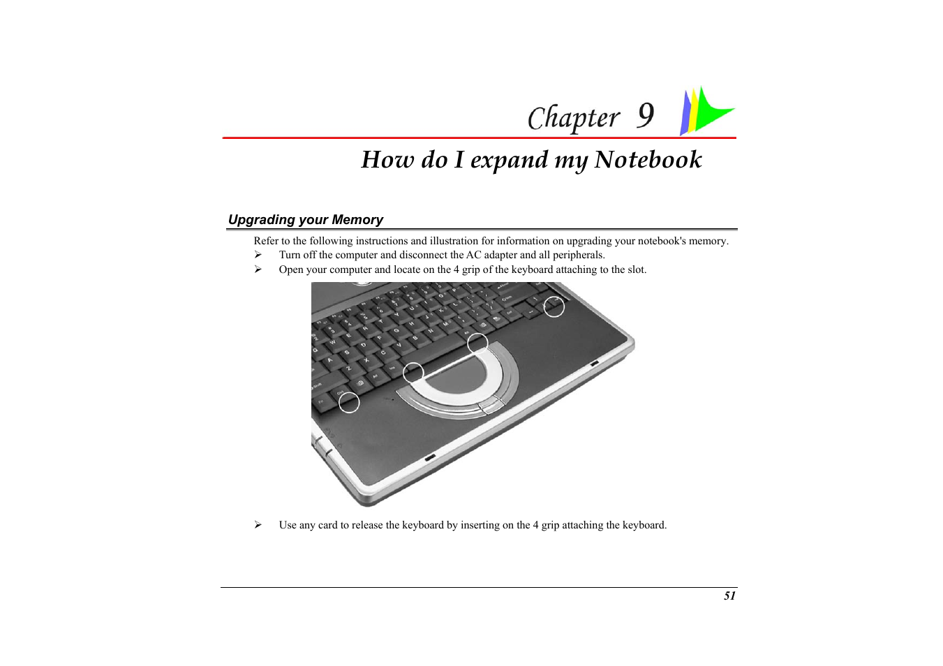 Upgrading your memory, Chapter 9: how do i expand my notebook | Elitegroup G733G User Manual | Page 61 / 68