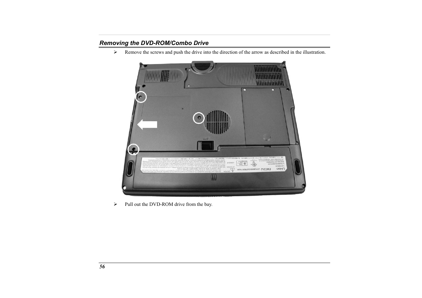 Removing the dvd-rom/combo drive | Elitegroup G733G User Manual | Page 66 / 68