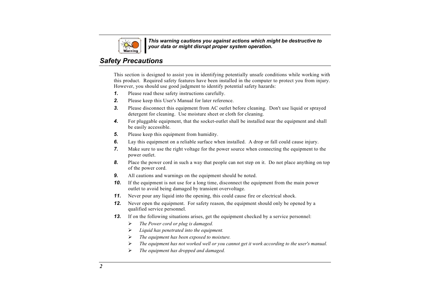 Safety precautions | Elitegroup G733 User Manual | Page 10 / 77
