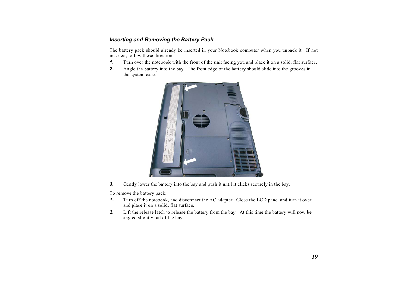 Inserting and removing the battery pack | Elitegroup G733 User Manual | Page 27 / 77
