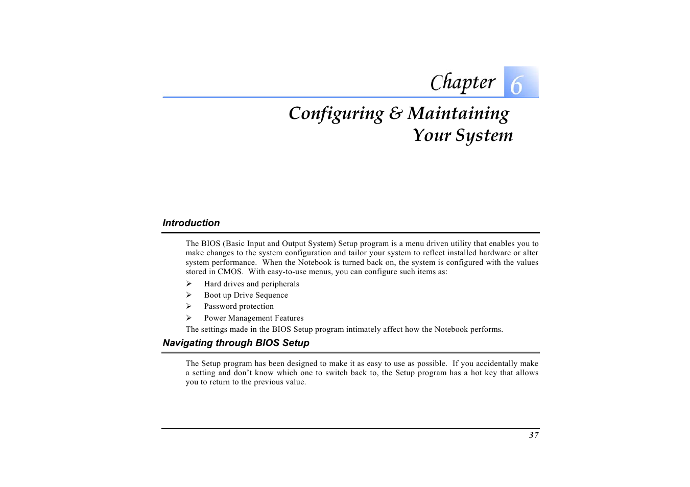 Introduction, Navigating through bios setup, Configuring & maintaining your system | Elitegroup G733 User Manual | Page 45 / 77
